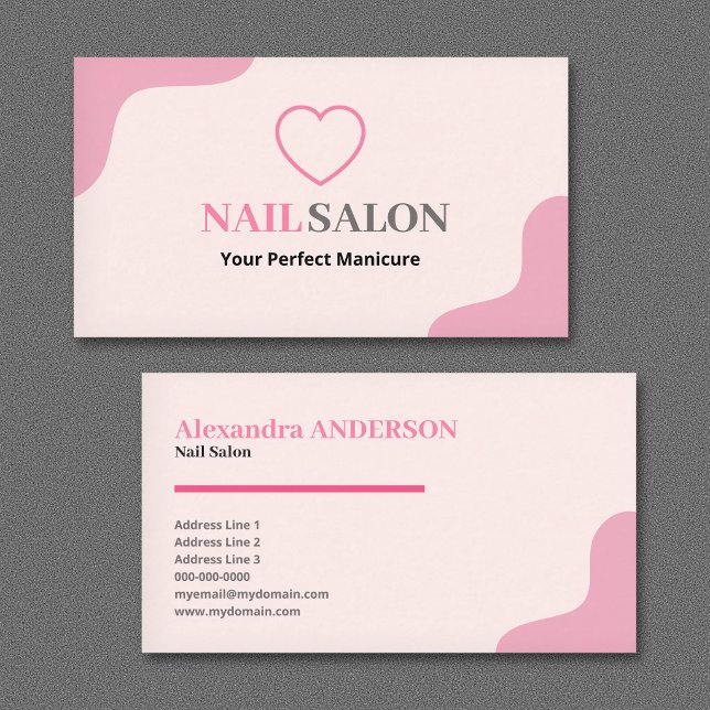 Nagelsalong - Rosa Visitkort (Nail Salon - Pink Business Card)