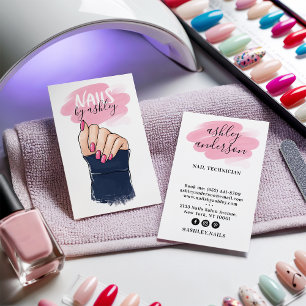 Nagelsalongiga rosa trendig nagel illustration visitkort