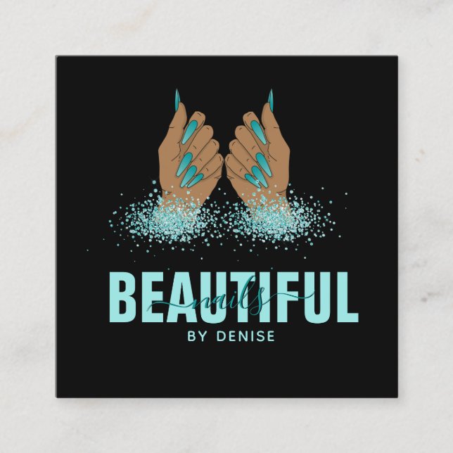 nagelsalonist nagel-tekniker fyrkantigt visitkort (Framsida)