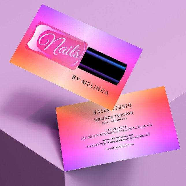 Nagelsalonmanicurist, modern polsk, färglös chic visitkort (Skapare uppladdad)