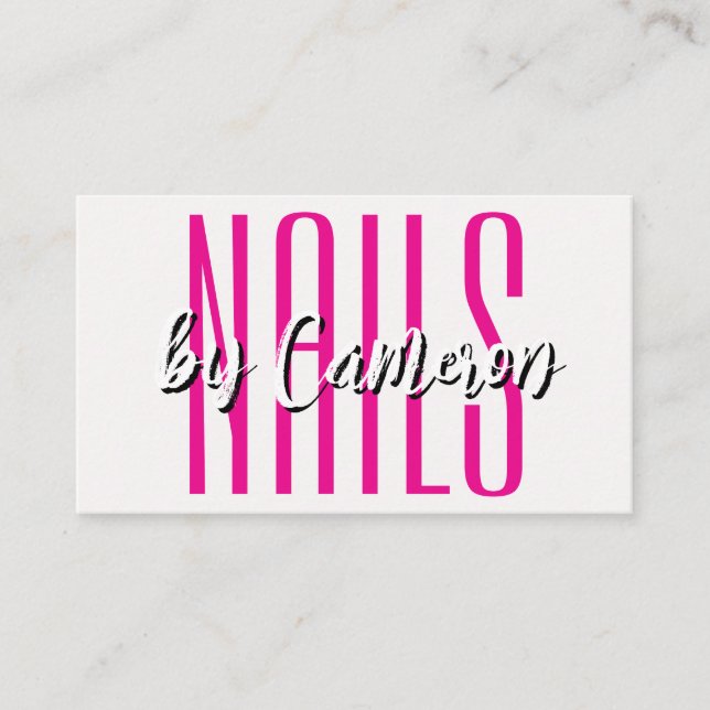 Nagelstudio Affärskort Djärkt Rosa Foto & QR-kod Visitkort (Framsida)