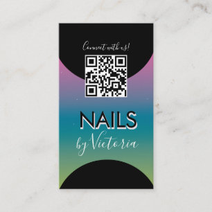 Nagelstudio Skönhetsartist QR-kod Gradient Regnbåg Visitkort
