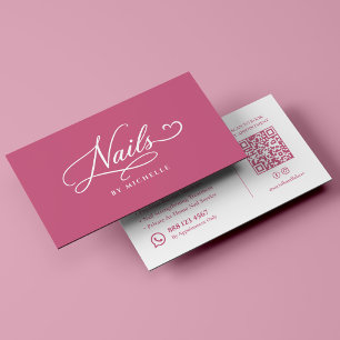 Nagelstudio Spa Elegant Rosa Skript Manikyrister Visitkort