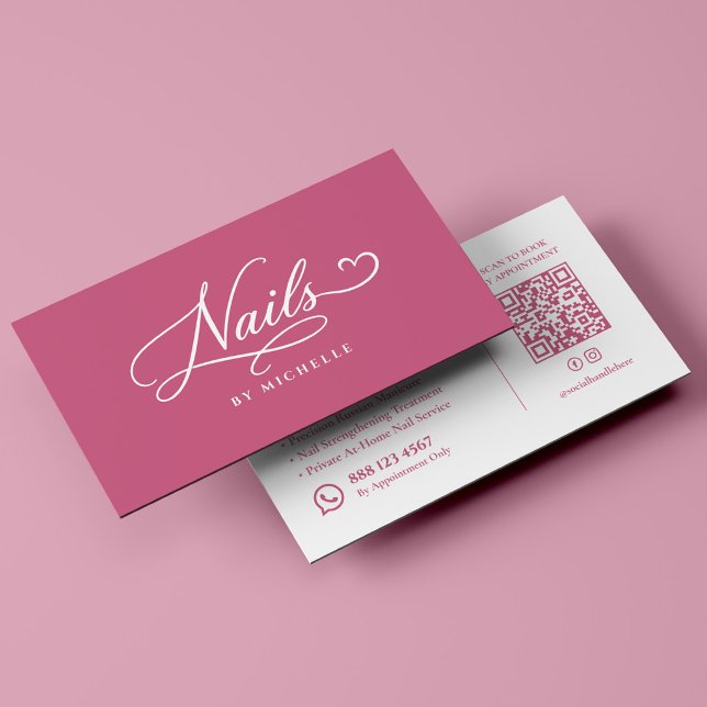 Nagelstudio Spa Elegant Rosa Skript Manikyrister Visitkort (Nail Salon Spa Elegant Pink Script Manicurist Business Card
)