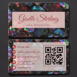 Nageltekniker Black Opal QR-kod Professionell Visitkort