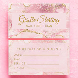 Nageltekniker Blush Rosa Guld Agat Marmor Tidsbeställning Kort