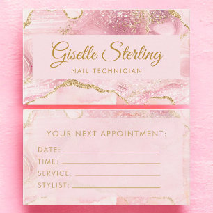 Nageltekniker Blush Rosa Guld Agat Marmor Tidsbeställning Kort