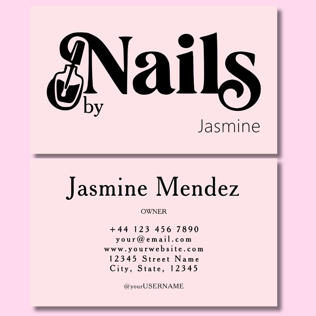 Nageltekniker Blush Rosa Professionell Manikyr Sal Visitkort (Skapare uppladdad)