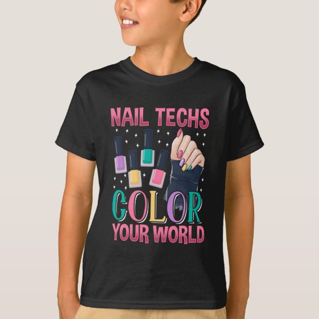 Nageltekniker Colorful Nagel Manicuant Artist T Shirt (Framsida)