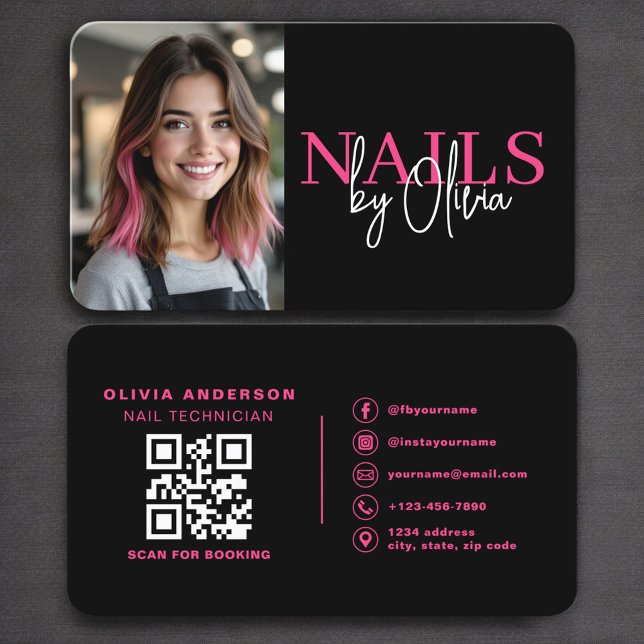 Nageltekniker Foto QR-kod Visitkort (Skapare uppladdad)
