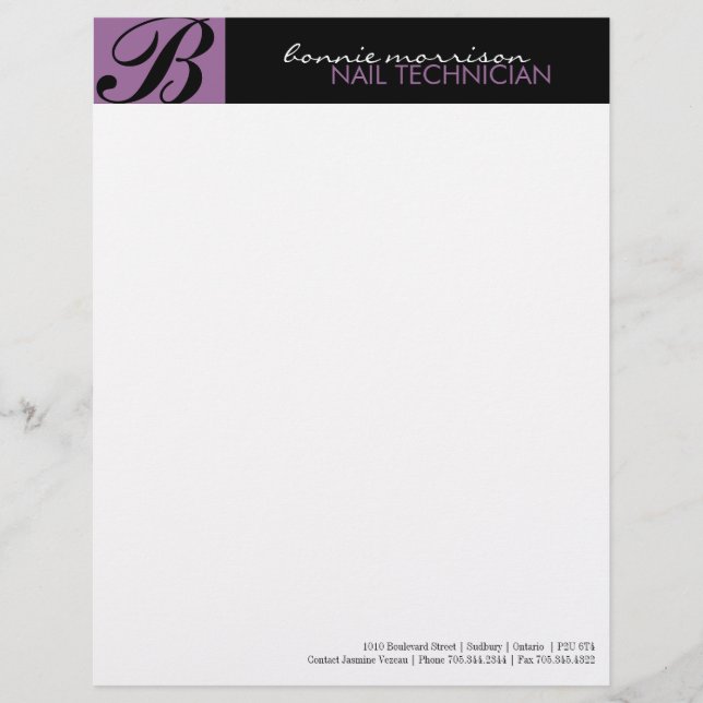 Nageltekniker Letterhead Brevhuvud (Framsida)