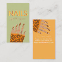 Nageltekniker Orange Trippel Bokstav Hands