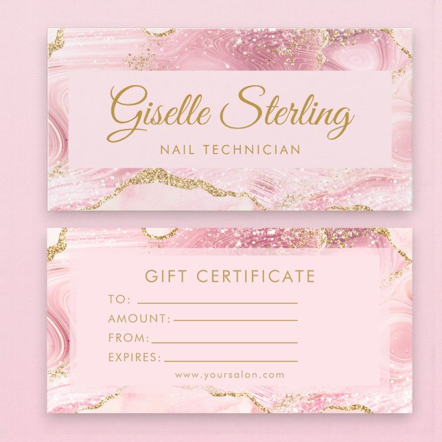 Nageltekniker Rosa Guld Agat Presentkort (Skapare uppladdad)