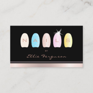 Nageltekniker Salon Glitter Glam Ro Guld Visitkort