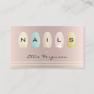 Nageltekniker Salon Glitter Ombre Ro Guld Visitkort