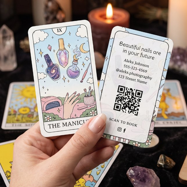 Nageltekniker Vintage Rosa Tarot Affärskort Visitkort (Skapare uppladdad)