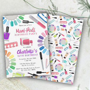 Naglar Manikyr Pedikyr Mani Pedi Flickors Födelsed Inbjudningar
