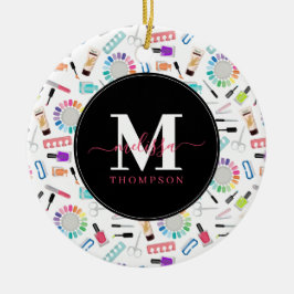 Naglar Manikyr Pedikyr Skönhetssalong Monogram Julgransprydnad Keramik