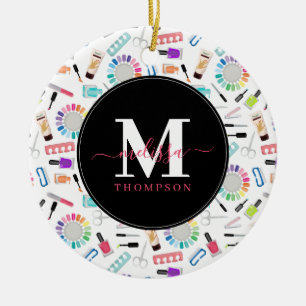 Naglar Manikyr Pedikyr Skönhetssalong Monogram Julgransprydnad Keramik
