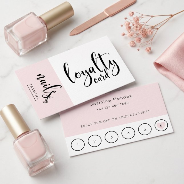 Naglar Studio Blush Rosa Klientlojalitetskort  Visitkort (Skapare uppladdad)