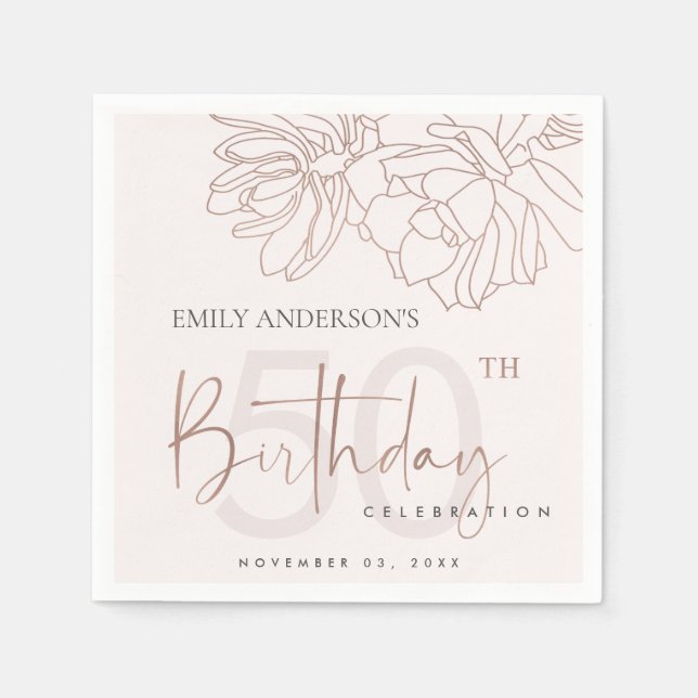 NÅGON ÅLDER RO GULD  ROSA SUCCULENT BIRTHDAY PAPPERSSERVETT (Framsidan)