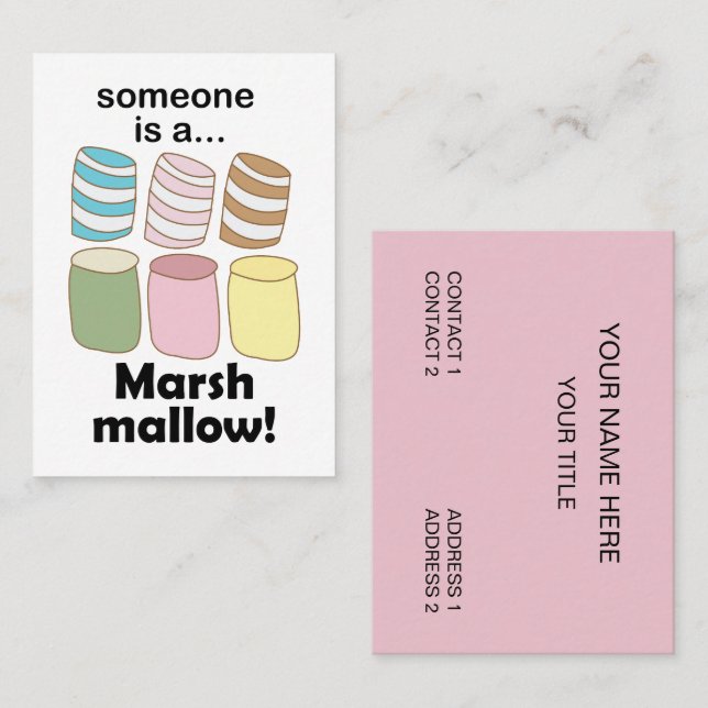 Någon är en marshmallow Roligt matcitat Visitkort (Fram/baksida)