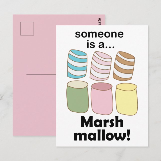 Någon är en marshmallow Roligt matcitat Vykort (Fram/baksida)