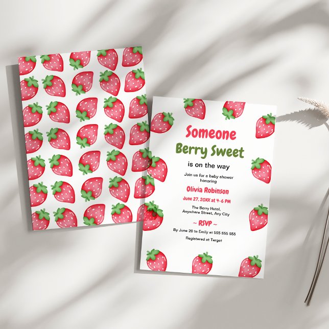 Någon Bärsöt Jordgubb Baby Shower Inbjudningar (Someone Berry Sweet Strawberry Baby Shower Invitation )