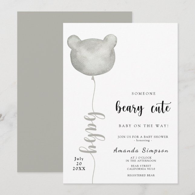 Någon Beary Cute är på Way Baby-duschen Inbjudningar (Fram/baksida)