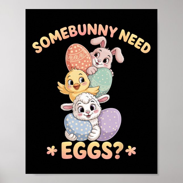 Någon behöver ägg Rolig kyckling Påskkanin _1  Poster (Framsidan)