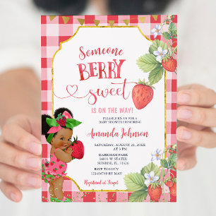 Någon Berry Söt Jordgubbsflicka Baby Shower Inbjudningar