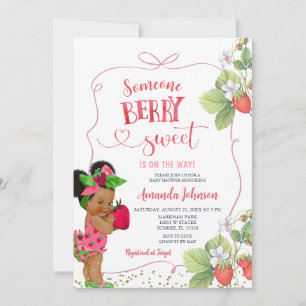 Någon Berry Sweet Baby Shower Hand plockade Inbjudningar