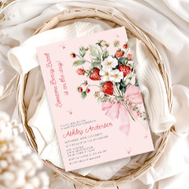 Någon Berry Sweet Modern Rosa Bow Baby Shower Inbjudningar