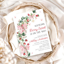 Någon Berry Sweet Rosa Bow Girl Baby Shower Inbjudningar
