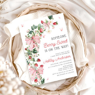 Någon Berry Sweet Rosa Bow Girl Baby Shower Inbjudningar