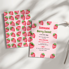 Någon Berry Sweet Rosa Strawberry Baby Shower Inbjudningar