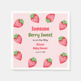 Någon Berry Sweet Rosa Strawberry Baby Shower Pappersservett