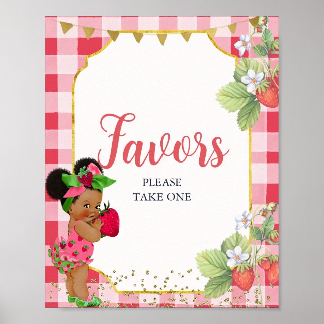 Någon Berry Sweet Strawberry Baby Shower Favors Poster (Framsidan)