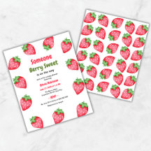 Någon Berry Sweet Strawberry Baby Shower Inbjudan