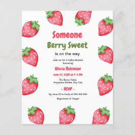Någon Berry Sweet Strawberry Baby Shower Inbjudan Flygblad