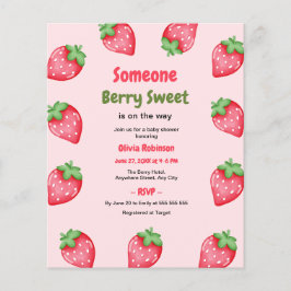 Någon Berry Sweet Strawberry Baby Shower Inbjudan Flygblad