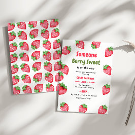 Någon Berry Sweet Strawberry Baby Shower Inbjudningar