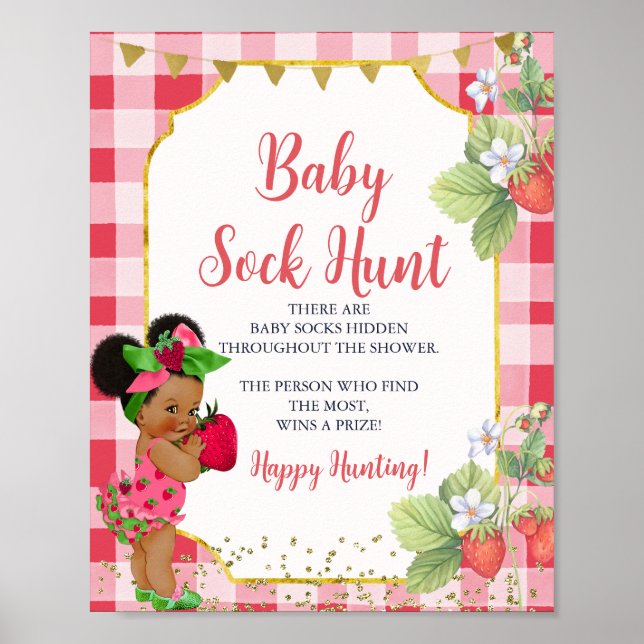 Någon Berry Sweet Strawberry Baby Sock Hunt Poster (Framsidan)