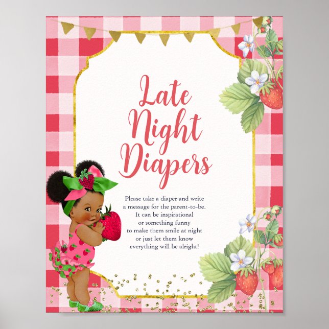 Någon Berry Sweet Strawberry Late Night Diaper Poster (Framsidan)