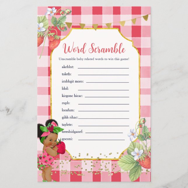 Någon Berry Sweet Strawberry Ord Scramble Game (Framsida)