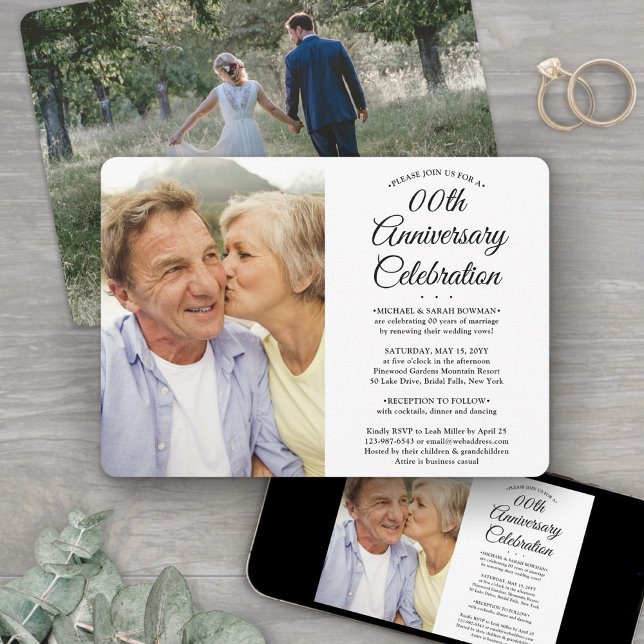 NÅGON Bröllopsdag 2 Foto Elegant Fest Inbjudningar (Skapare uppladdad)