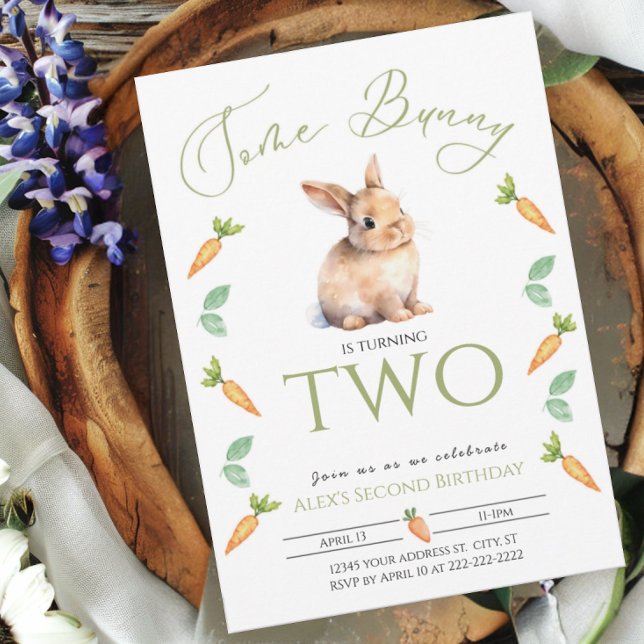 Någon Bunny 2:a födelsedagsinbjudan till gräns Inbjudningar (Skapare uppladdad)