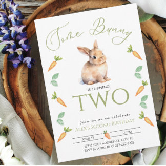 Någon Bunny 2:a födelsedagsinbjudan till gräns Inbjudningar