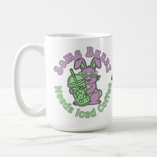  Någon Bunny Behöver Iced Coffee Retro Vår Påsk  Kaffemugg (Vänster)