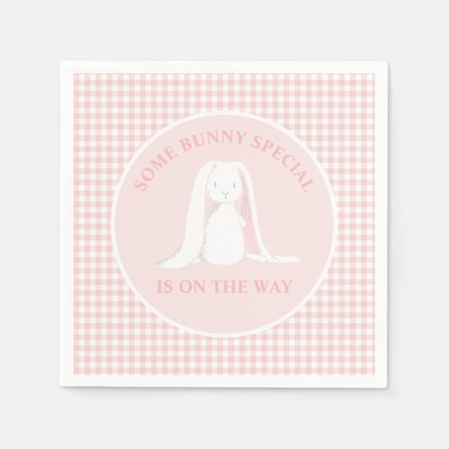 Någon Bunny Speciell är på väg som Baby Shower Pappersservett (Framsidan)